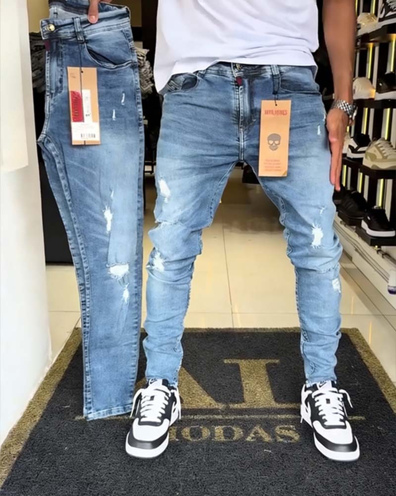 Jeans Distressed Slim-Fit Taps Toelopend