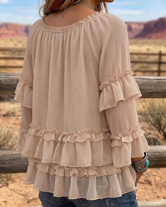 Blouse Dubbele Laag Ruffle Flare
