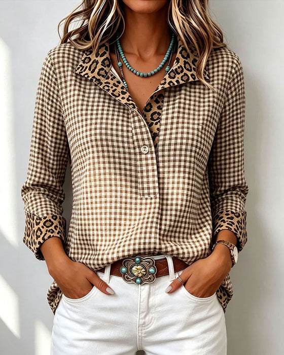 Overhemd Ruit Luipaard Langmouw Casual