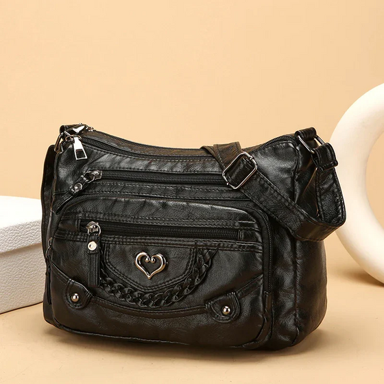 Dames Zachte PU Leder Multi-Zak Crossbody Tas