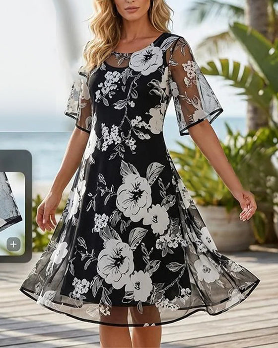 Jurk Ronde Hals Bloemen