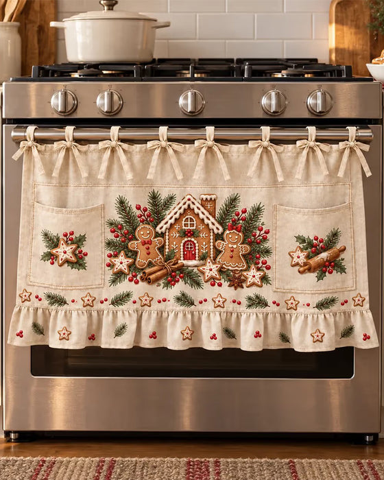 🎄 Kerstkeuken Strikvoorschoot | Feestelijke Vakantieontwerpen Met Zakken & Ruche Rand ✨