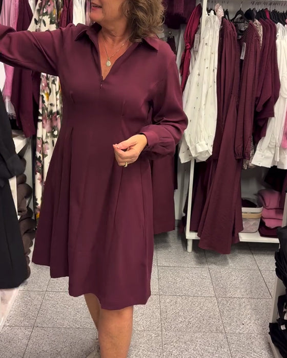 Jurk Halve Rits Kraag Zwierig