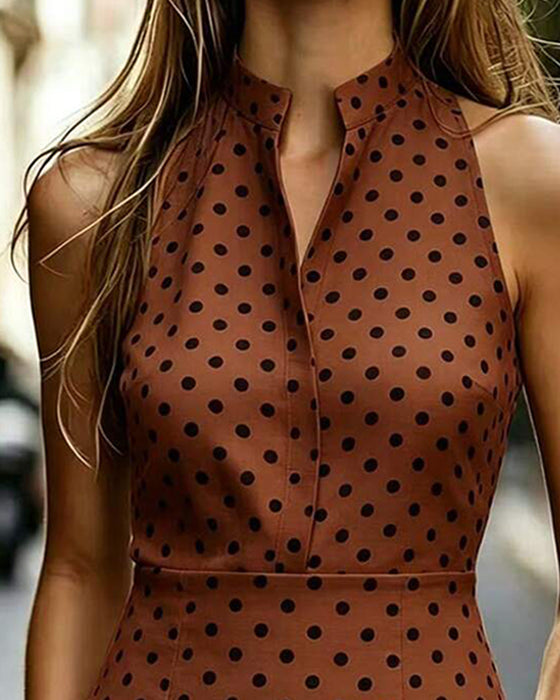 Jurk Mouwloos Polka Dot Vintage