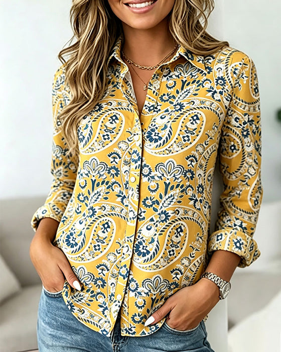 Shirt Rever Paisley Lange Mouw