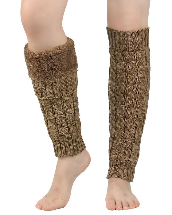 Fleece Gevoerde Kabelgebreide Beenwarmers Thermische Laarzenmanchetten