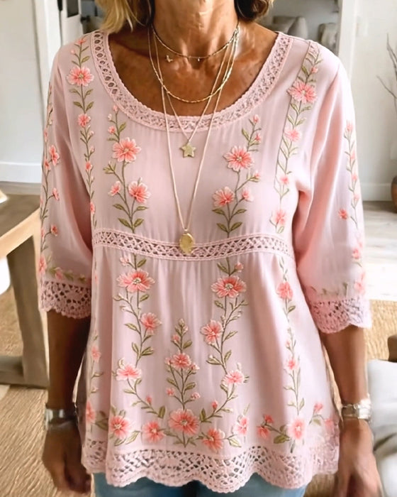 Blouse Bloemig Kant Babydoll