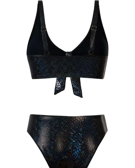 Bikini Slangenprint Borststrik Hoge Taille Driehoek