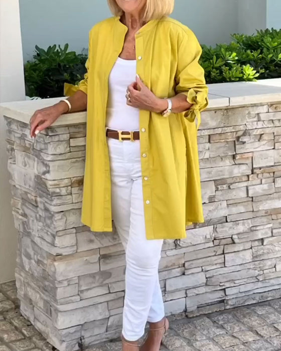 Shirt Effen Casual Lange Mouwen