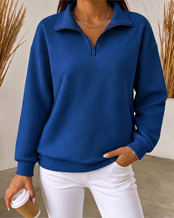 Sweatshirt Effen Half-Rits Reverskraag