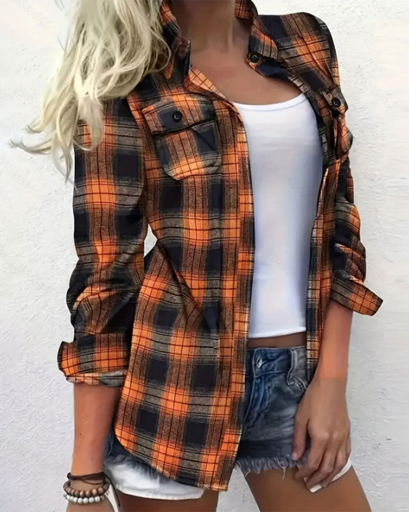 Blouse Casual Geruit Overhemd