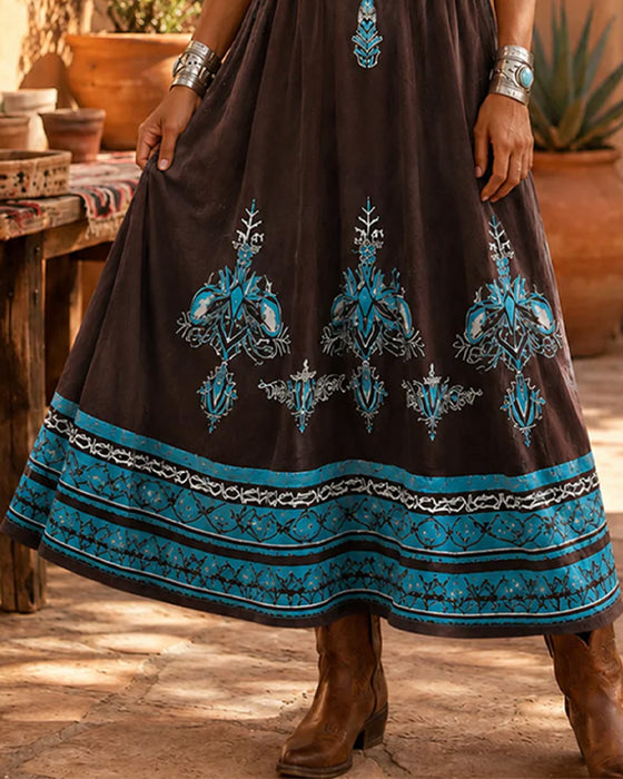 Jurk Bohemien Etnisch Print Maxi