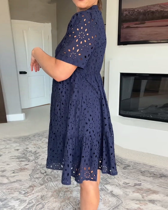 Jurk Staande Kraag Uitsnijding A-Lijn