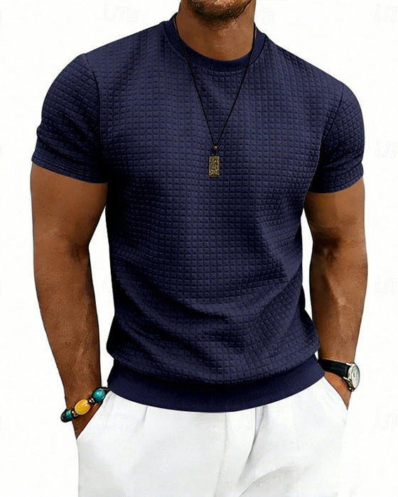 T-Shirt Geribbeld Rondhals Korte Mouw