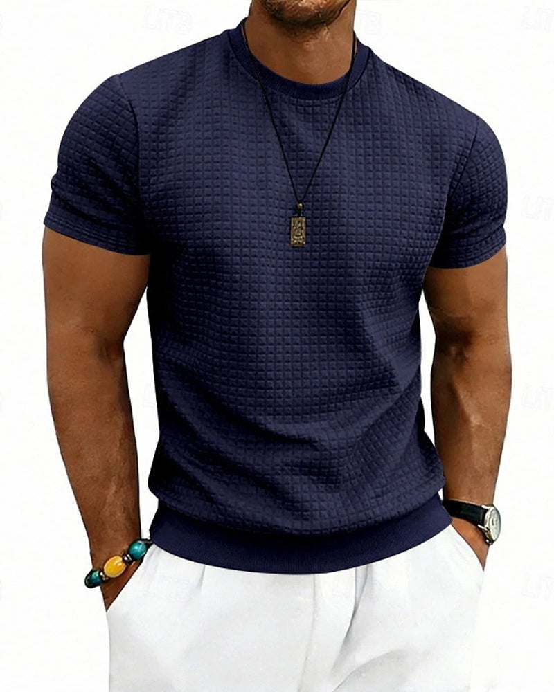 T-Shirt Geribbeld Rondhals Korte Mouw