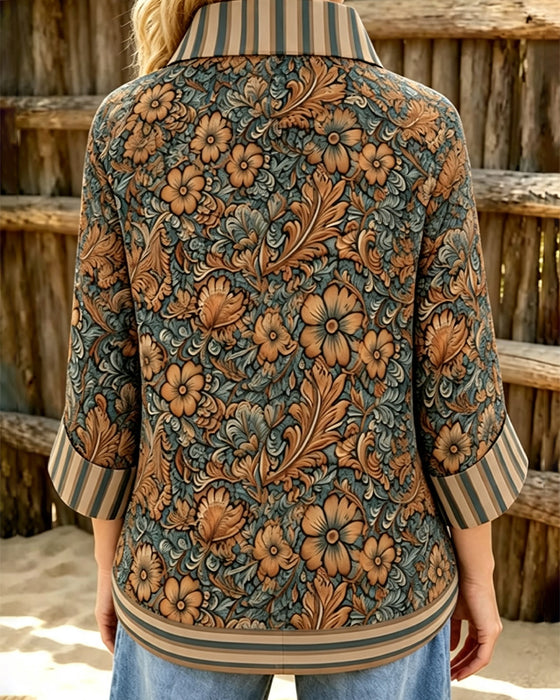 Blouse Slag Casual Bloemen Knoop