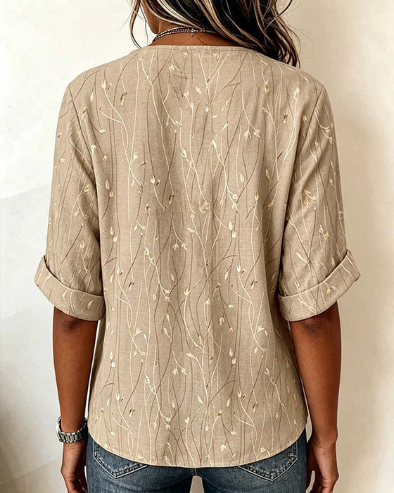 Blouse Mini V-Hals Knoop Casual