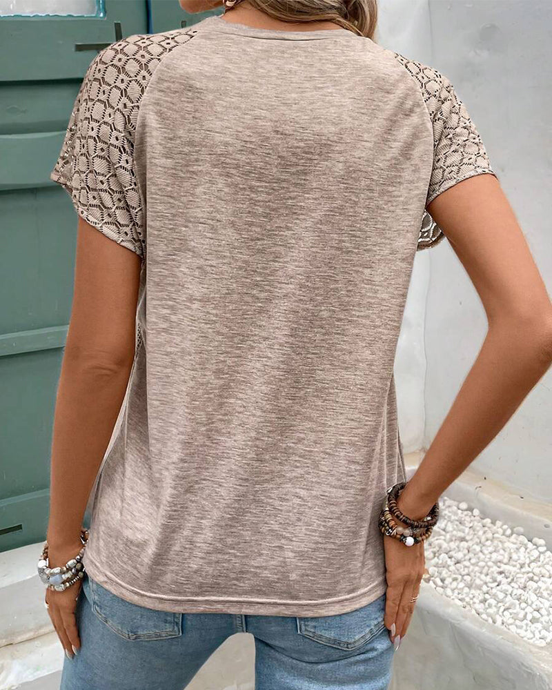 T-Shirt Effen Kleur Holle Ronde Hals Slank