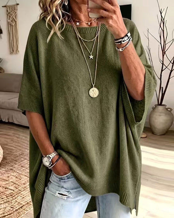 Pullover Losse Ronde Hals Effen