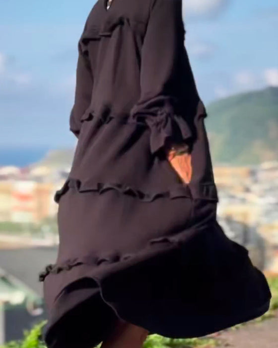 Effen kleur, casual jurk in zoete stijl