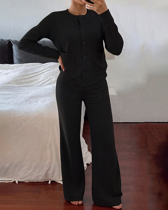 Set Casual Effen Kleur Tweedelig