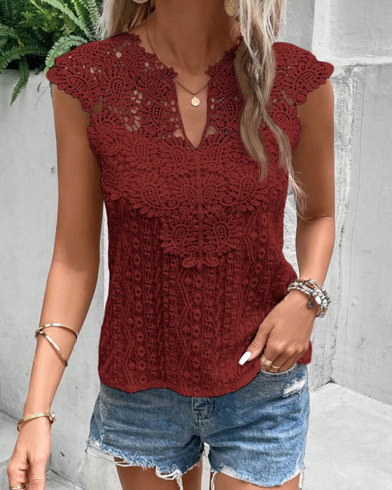 Blouse Kant V-hals Slim Fit