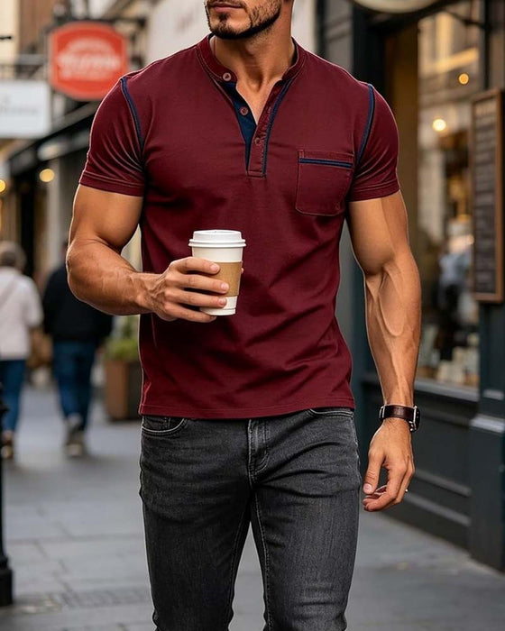 Overhemd Heren Henry Casual Effen