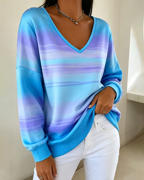 Sweatshirts V-Hals Lange Mouw Ombre