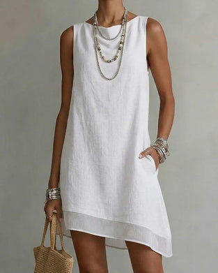 Jurk Onregelmatige Zoom Mouwloos Sheath
