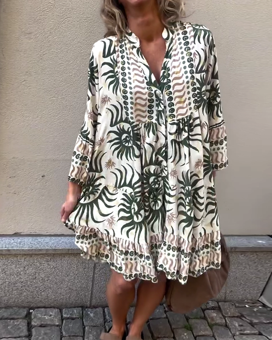 Jurk Klokmouw Los Gedrukt Vakantie