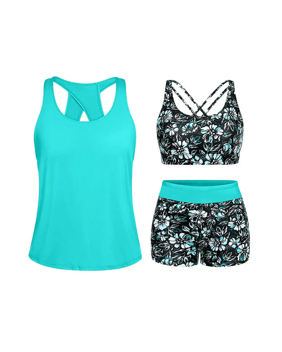 Tankini Bloemen Afdruk Driedelig