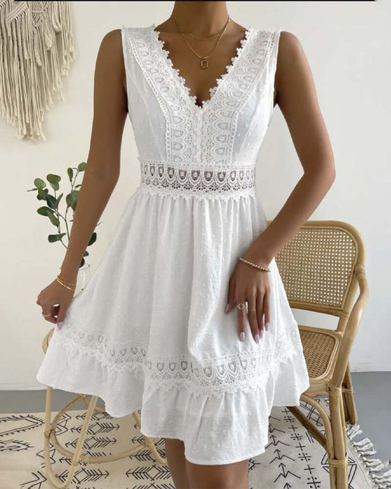 Jurk Effen Kleur Kant Rugvrij