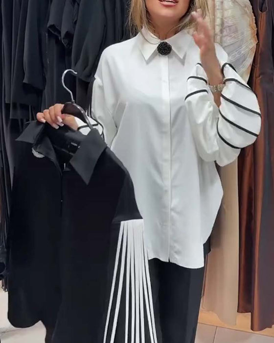 Shirt Contraste Lijn Lange Mouw