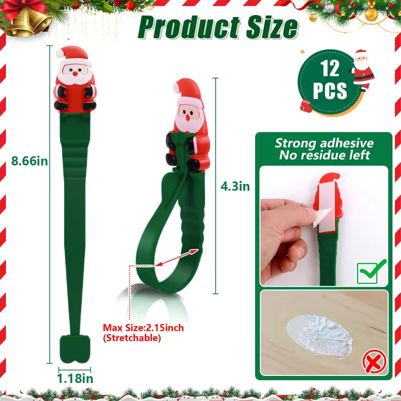 🎄🎅 Kerstman Plakhaakjes (12-Pack) — geen boren, geen spijkers, gewoon pellen, plakken en hangen