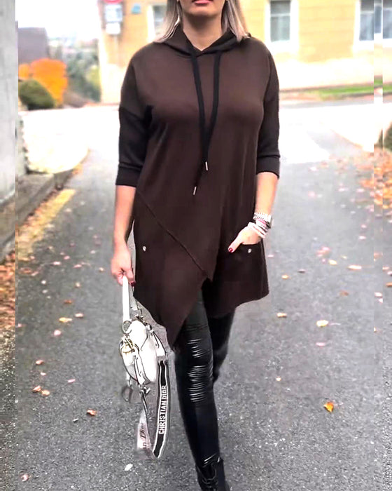 Hoodie Met Capuchon Casual Splitsen Lange Mouw