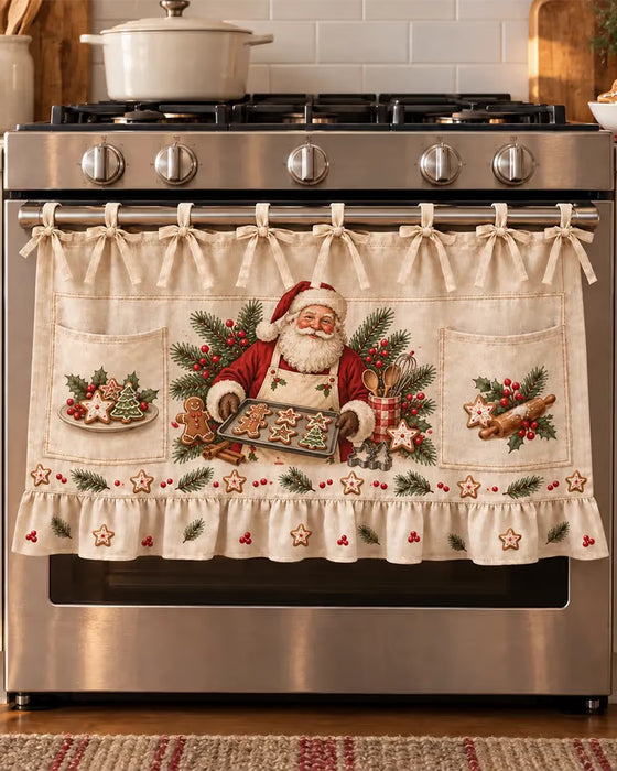 🎄 Kerstkeuken Strikvoorschoot | Feestelijke Vakantieontwerpen Met Zakken & Ruche Rand ✨