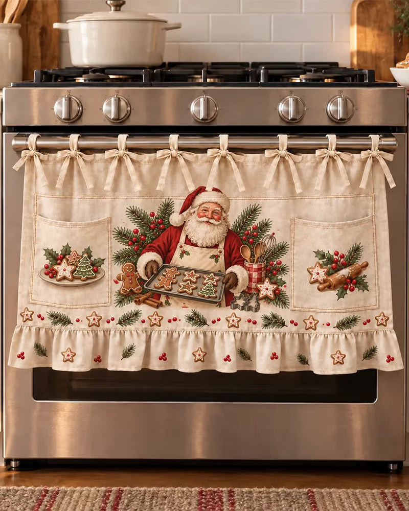 🎄 Kerstkeuken Strikvoorschoot | Feestelijke Vakantieontwerpen Met Zakken & Ruche Rand ✨