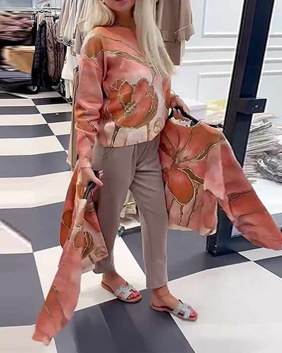 Ronde Hals Bedrukte Losse Trui