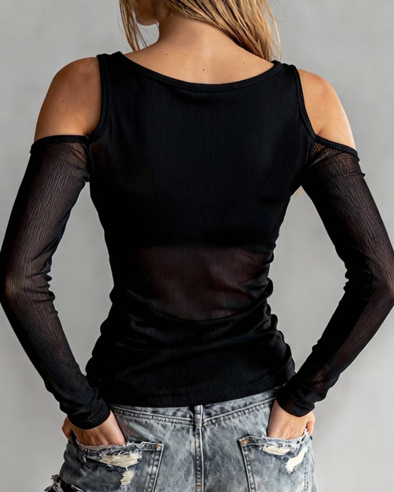 Blouse Kruiselings V-Hals Off-Shoulder