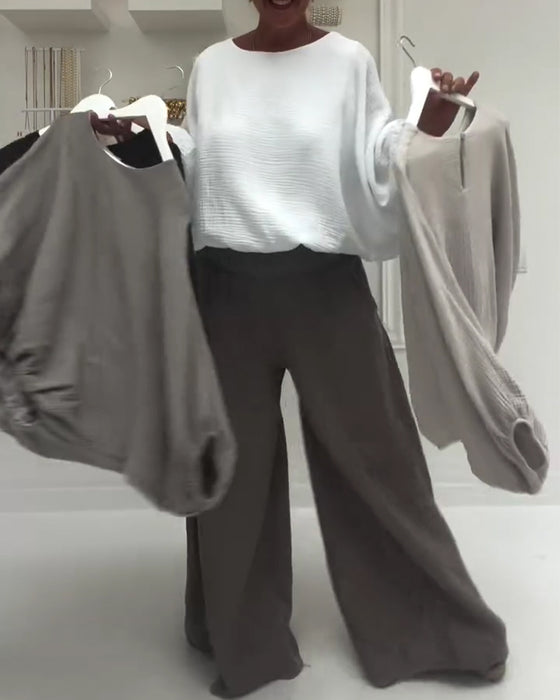 Blouse Elegant Geplooid Vleermuis-Mouw