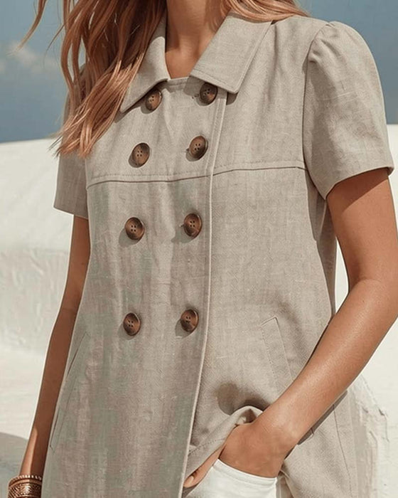 Blouse Knoop-Voor Knoopsgat Ballon Korte Mouw