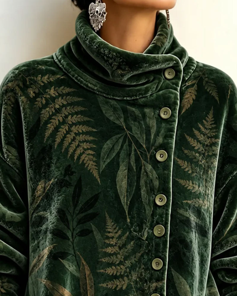 Top Turtleneck Knoop Blad Print
