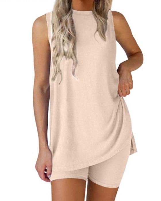 Set Mouwloze Top En Shorts Effen