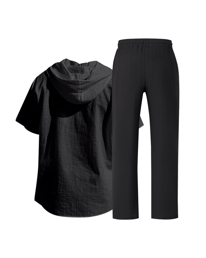 Heren Lichtgewicht Capuchon Tweedelig Set Voor Zomer Casual Wear