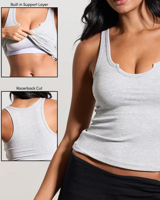 Tanktop U-hals Racerback Effen