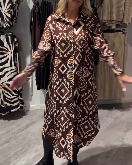 Jurk Met Overhemd In Diamantprint