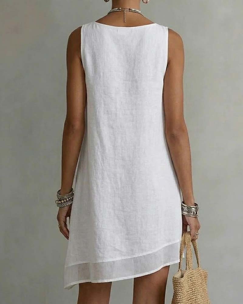 Jurk Onregelmatige Zoom Mouwloos Sheath