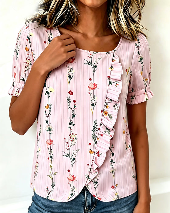 Blouse Ruffle Bloemenprint Pofmouw