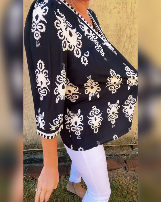 Blos Driekwartmouwen Geprint