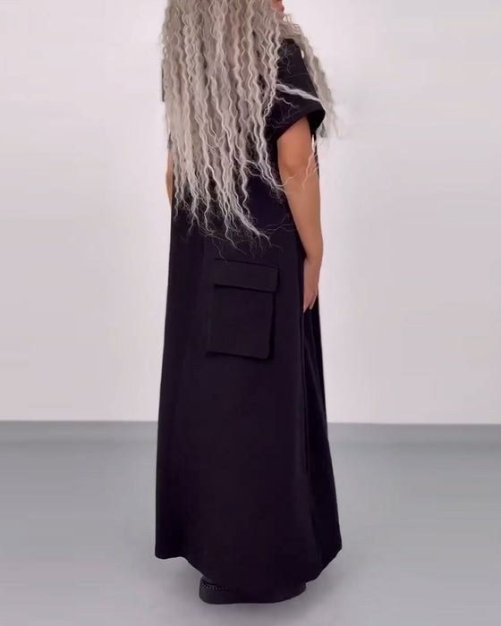 Jurk Effen Kleur Hoodie Casual